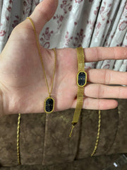 Luxury Women’s Watch & Pendant Necklace Gift Set | Elegant Matching Timepiece Jewelry Set | Stainless Steel Mesh Strap Watch