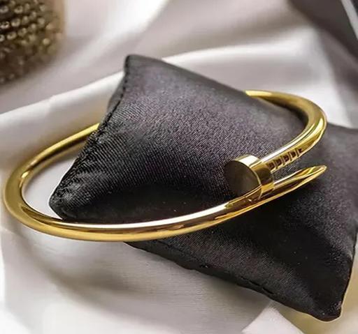 Minimalist Gold-Plated Nail Cuff Bangle for Women | Premium Tarnish-Free Stainless Steel Statement Screw Clou Bracelet