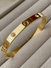 Classic Screw Pattern Gold-Plated Love Bracelet for Women | Premium Stainless Steel Crystal Bangle Wristband