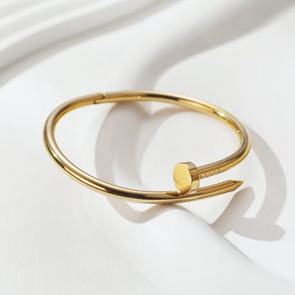 Minimalist Gold-Plated Nail Cuff Bangle for Women | Premium Tarnish-Free Stainless Steel Statement Screw Clou Bracelet