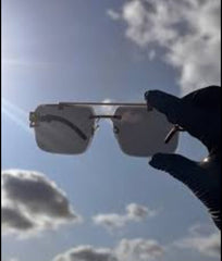 Luxury Rimless Photochromic Sunglasses for Men - Intelligent Transition Lens Eyewear with Gold Panther Hardware & Wood Temples